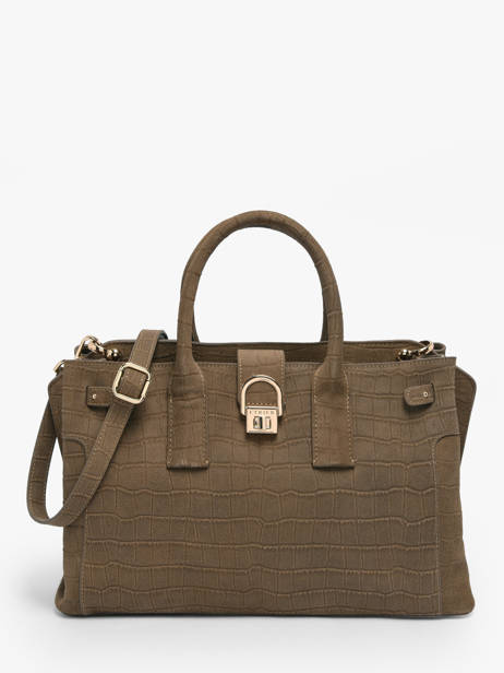 Sac Porté Main M Equestre Croco Cuir Etrier Beige equestre croco EEQC142M