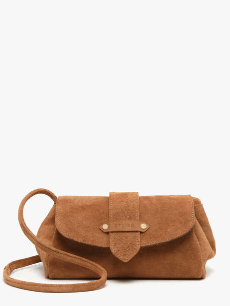 Sac Bandoulière S Agnes Cuir Velours Etrier Marron agnes EAGV205S